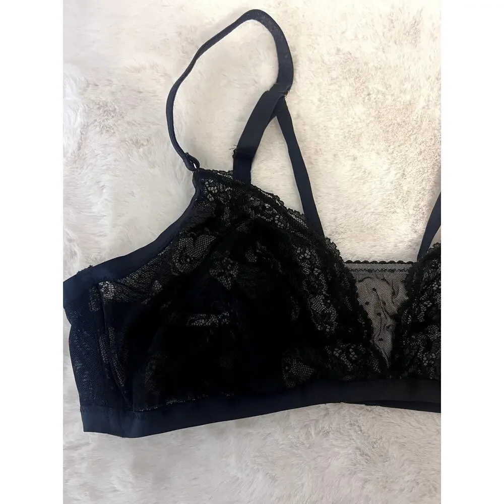 Savage X Fenty Sheer Bralette Black Heart Back Design 1X